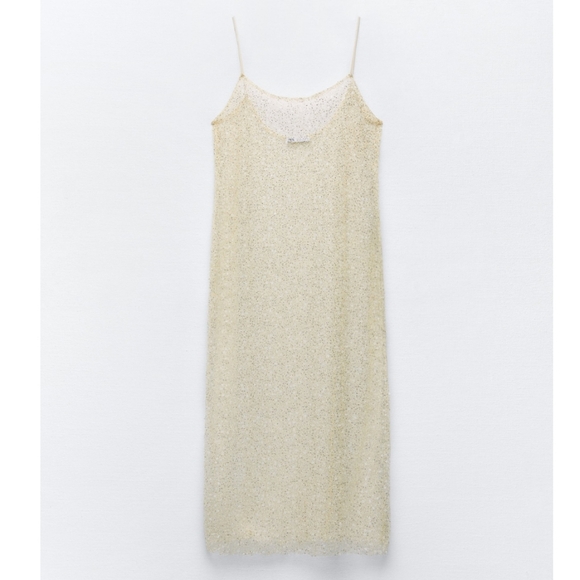 NWOT ZARA BEADED SEQUIN DRESS- SIZE MEDIUM - Picture 1 of 7